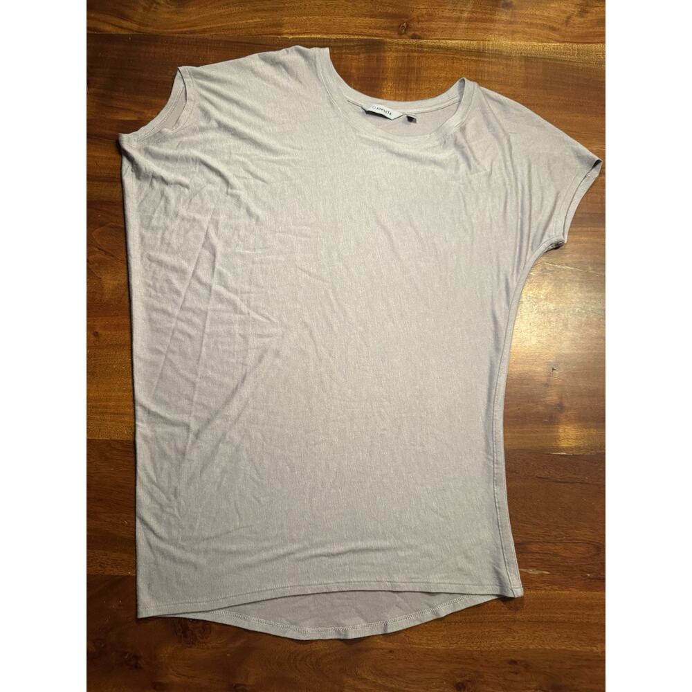 Athleta Womens Mauve Threadlight Asymmetrical Relaxed Tee T-shirt Top Sz S